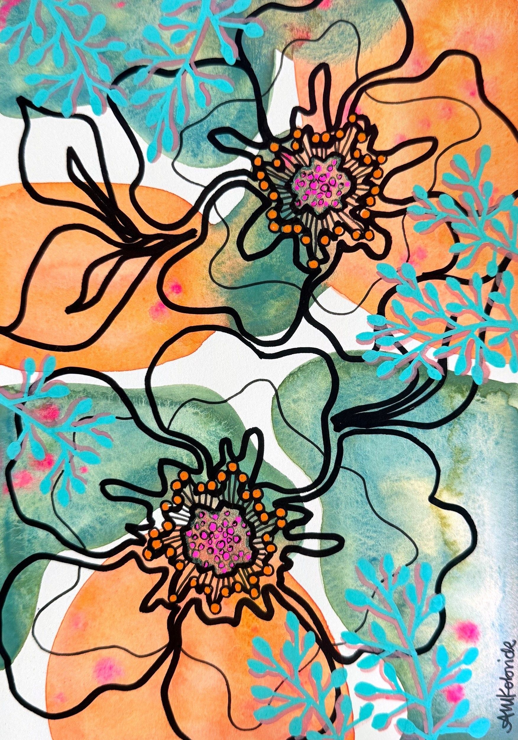 Mango Mojito, watercolor and ink painting on paper